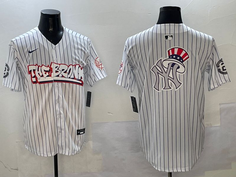 Men New York Yankees Blank White Stripe four generations Joint Name 2025 Nike MLB Jersey style 15->new york yankees->MLB Jersey